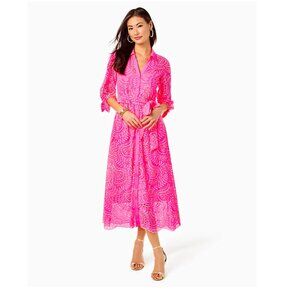 Pink Lilly Pulitzer Amrita Eyelet Midi Shirtdress